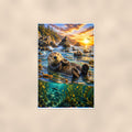 Sea Otter — 24x36 in art print poster, premium luster paper with a white border; poster shown straight on against a warm wall.