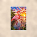 Flamingo — 24x36 in art print poster, premium luster paper with a white border; poster shown straight on against a warm wall.