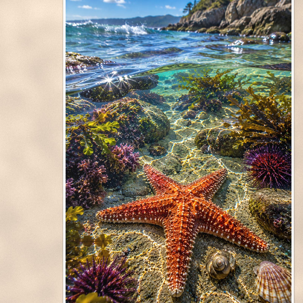 Starfish — 24x36 in art print poster, premium luster paper with a white border; close-up framed on the main subject of the artwork, paper surface visible.