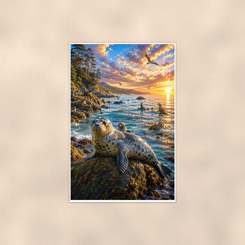 Seal — 24x36 in art print poster, premium luster paper with a white border; poster shown straight on against a warm wall.