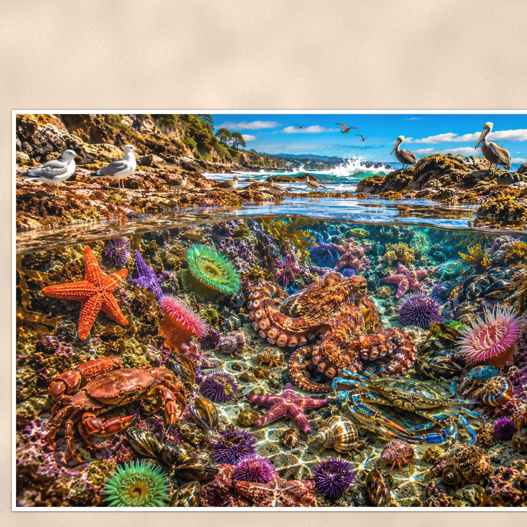 Coral Reef Scene — 36x24 in art print poster, premium luster paper with a white border; close-up framed on the main subject of the artwork, paper surface visible.