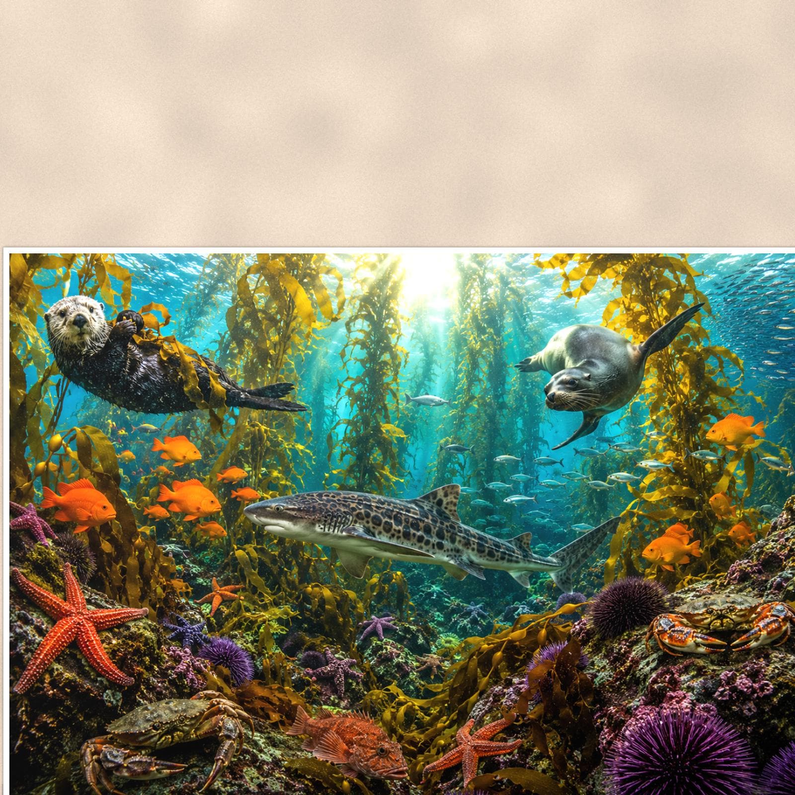 Mangrove Reef — 36x24 in art print poster, premium luster paper with a white border; close-up framed on the main subject of the artwork, paper surface visible.