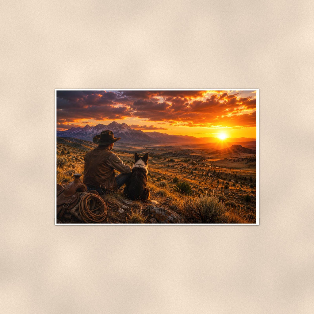 Prairie Outlook — 36x24 in art print poster, premium luster paper with a white border; poster shown straight on against a warm wall.