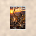 Native Pottery Scene — 24x36 in art print poster, premium luster paper with a white border; poster shown straight on against a warm wall.