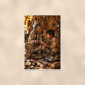 Native Teaching Scene — 24x36 in art print poster, premium luster paper with a white border; poster shown straight on against a warm wall.