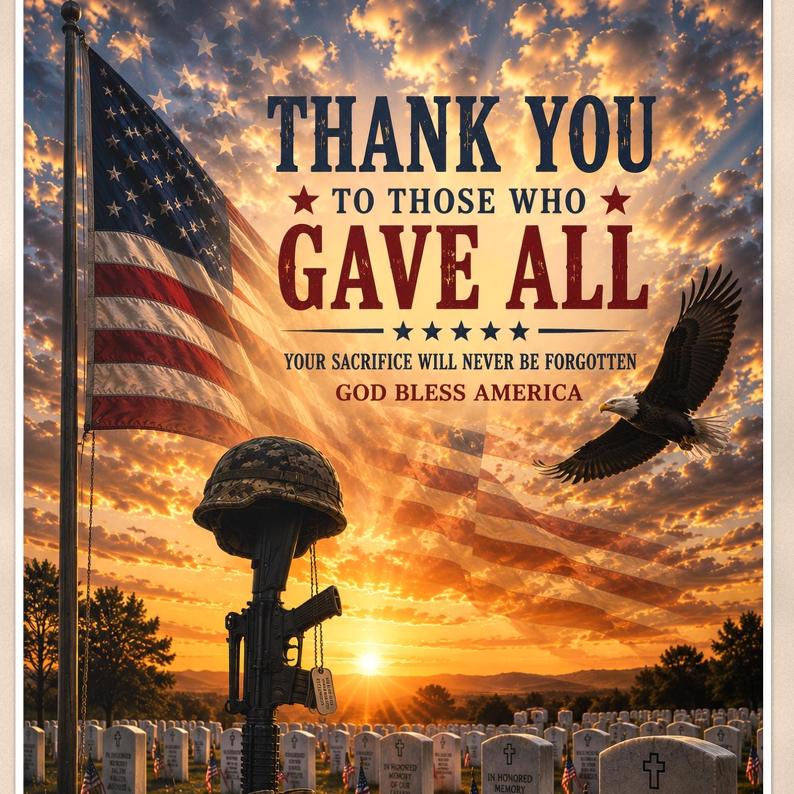 Thank You to Those Who Gave All — 24x36 in art print poster, premium luster paper with a white border; close-up framed on the main subject of the artwork, paper surface visible.