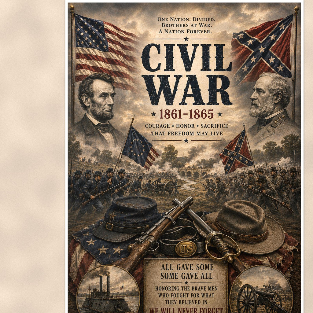 Civil War 1861 1865 — 24x36 in art print poster, premium luster paper with a white border; close-up framed on the main subject of the artwork, paper surface visible.