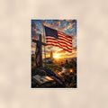 Flag and Cross Memorial — 24x36 in art print poster, premium luster paper with a white border; poster shown straight on against a warm wall.