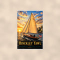 Sailboat on open water — 24x36 in art print poster, premium luster paper with a white border; poster shown straight on against a warm wall.