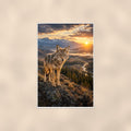 Coyote Ridge Sunset — 24x36 in art print poster, premium luster paper with a white border; poster shown straight on against a warm wall.