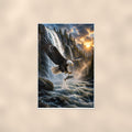 Eagles Catch — 24x36 in art print poster, premium luster paper with a white border; poster shown straight on against a warm wall.