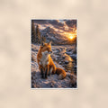 Winter Fox Creek — 24x36 in art print poster, premium luster paper with a white border; poster shown straight on against a warm wall.
