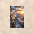 Mountain Goat Cliff — 24x36 in art print poster, premium luster paper with a white border; poster shown straight on against a warm wall.