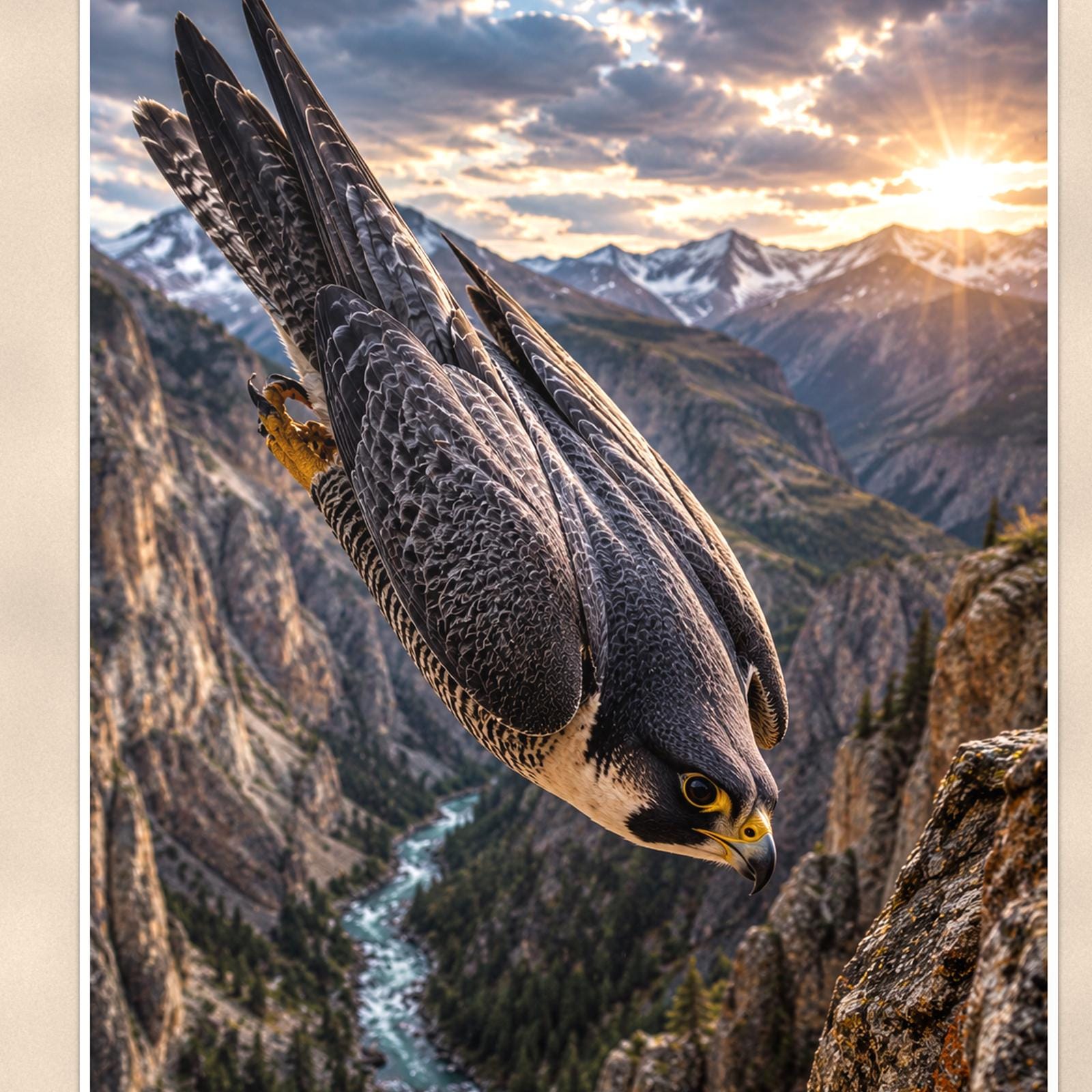 Falcon Canyon — 24x36 in art print poster, premium luster paper with a white border; close-up framed on the main subject of the artwork, paper surface visible.