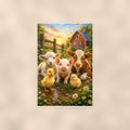 Farm Animal Friends — 24x36 in art print poster, premium luster paper with a white border; poster shown straight on against a warm wall.