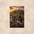 River Cattle Drive — 24x36 in art print poster, premium luster paper with a white border; poster shown straight on against a warm wall.