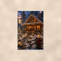 Christmas Cabin — 24x36 in art print poster, premium luster paper with a white border; poster shown straight on against a warm wall.