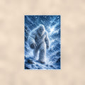 Blizzard Storm Yeti — 24x36 in art print poster, premium luster paper with a white border; poster shown straight on against a warm wall.