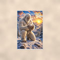 Gentle Yeti — 24x36 in art print poster, premium luster paper with a white border; poster shown straight on against a warm wall.