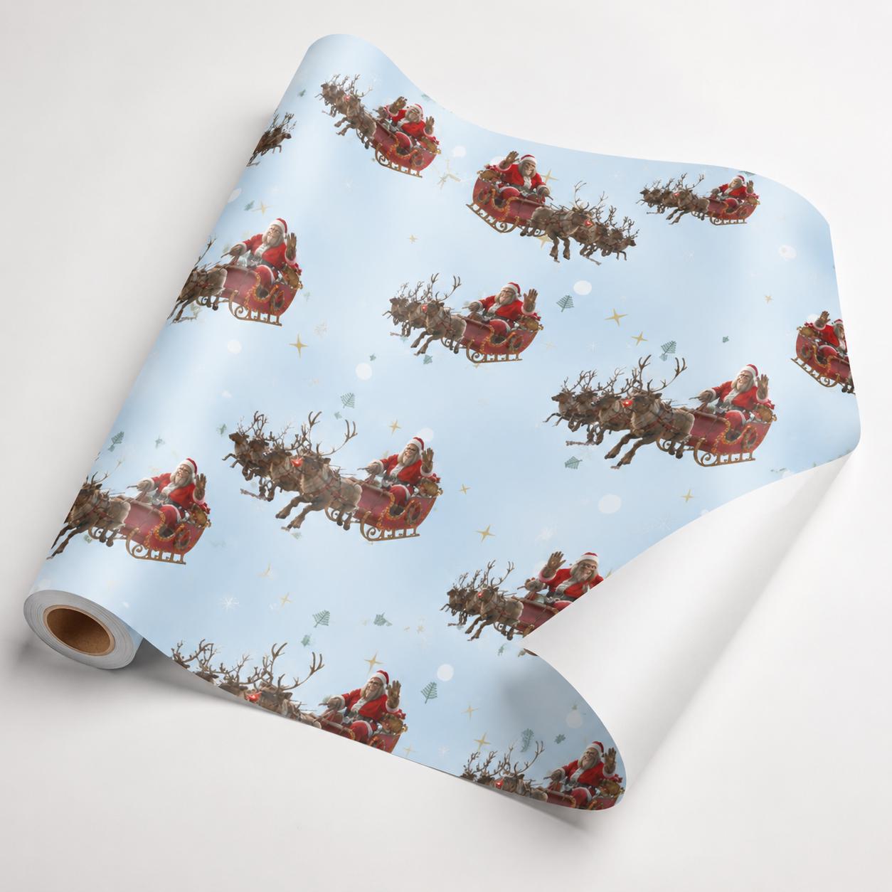 Christmas Bigfoot Santa wrapping paper mockup 1