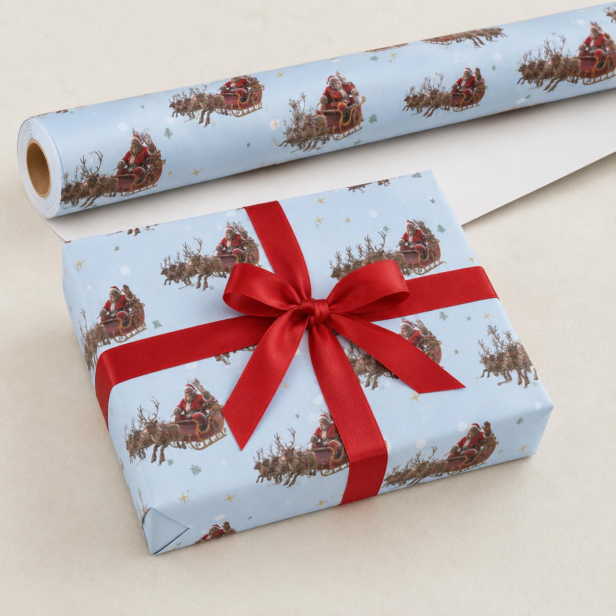Christmas Bigfoot Santa wrapping paper mockup 4