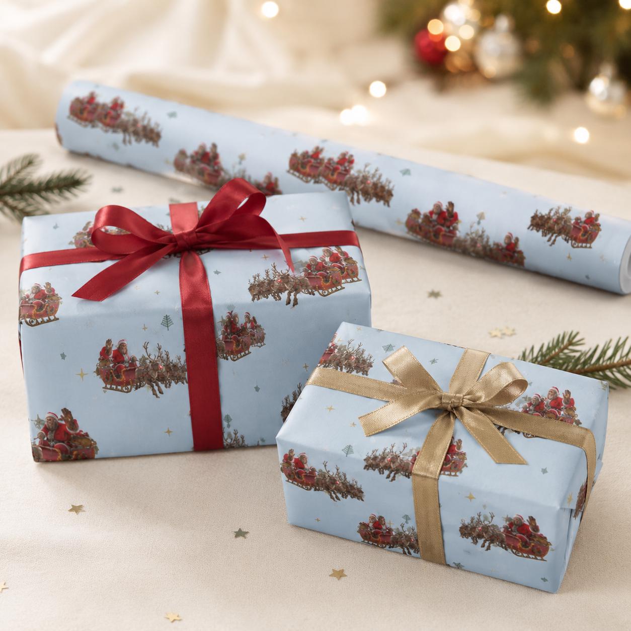 Christmas Bigfoot Santa wrapping paper mockup 5