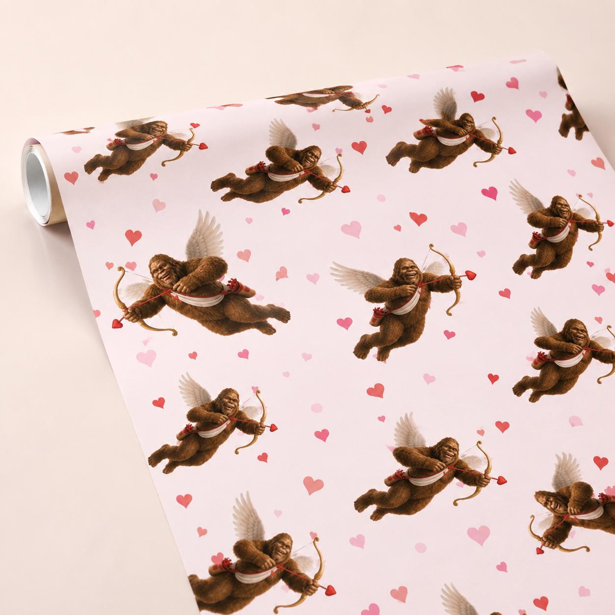 Valentine Bigfoot wrapping paper mockup 2