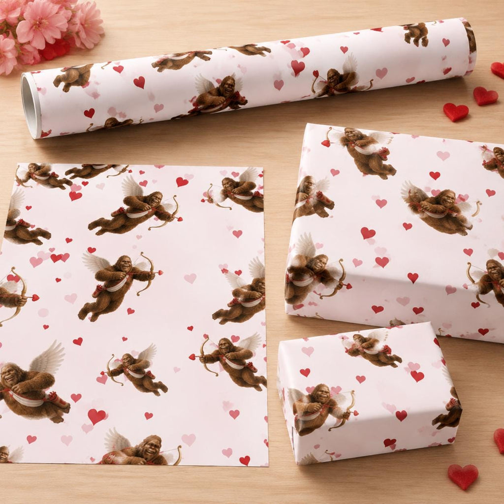Valentine Bigfoot wrapping paper mockup 3