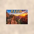 Zion National Park - Angels Landing — 36x24 in art print poster, premium luster paper with a white border; poster shown straight on against a warm wall.