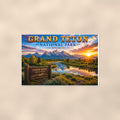 Grand Teton National Park - Oxbow Bend — 36x24 in art print poster, premium luster paper with a white border; poster shown straight on against a warm wall.