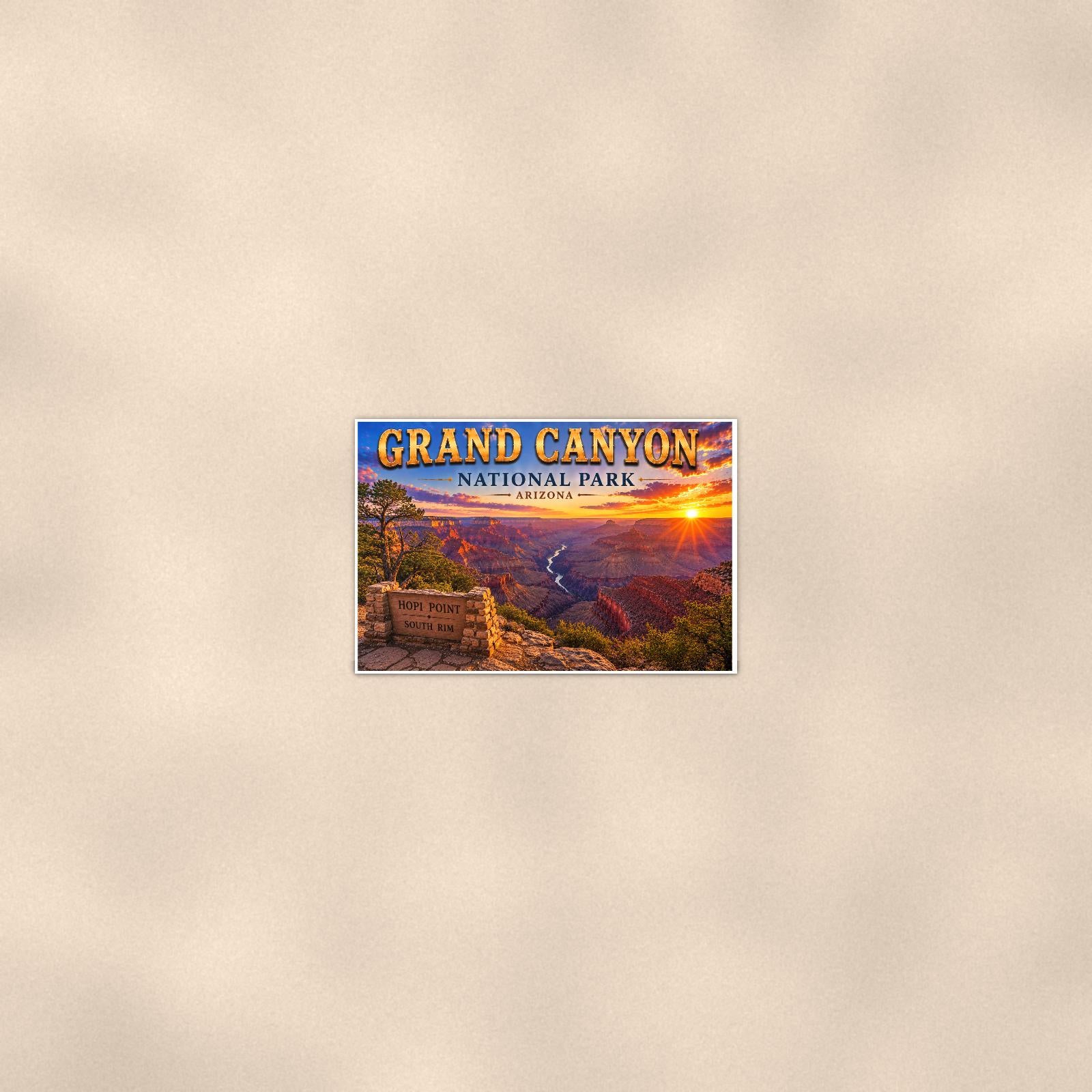 Grand Canyon National Park - Hopi Point — 36x24 in art print poster, premium luster paper with a white border; poster seen from further back, at true 36x24 in scale on a warm wall.
