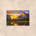 Yosemite National Park - Half Dome — 36x24 in art print poster, premium luster paper with a white border; poster shown straight on against a warm wall.