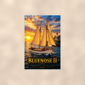 Bluenose II - Lunenburg, Nova Scotia — 24x36 in art print poster, premium luster paper with a white border; poster shown straight on against a warm wall.