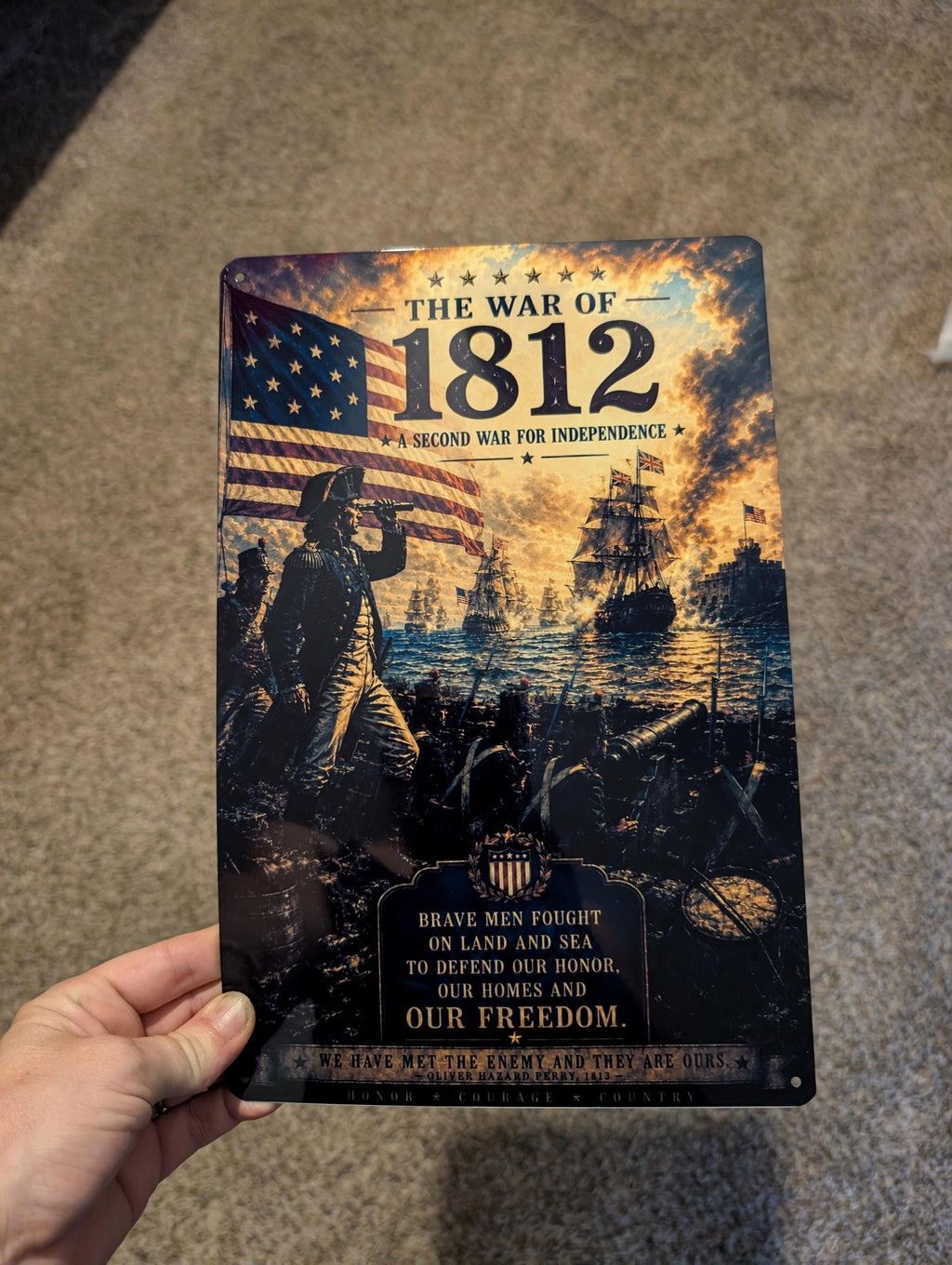 Real photo of the printed PAT-019-A aluminum sign