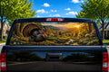 Wild Turkey at Sunrise — Truck Rear Window Decal, 68 x 18.5 in Perforated Vinyl, See-Through Graphic, Fits Most Full-Size Pickups