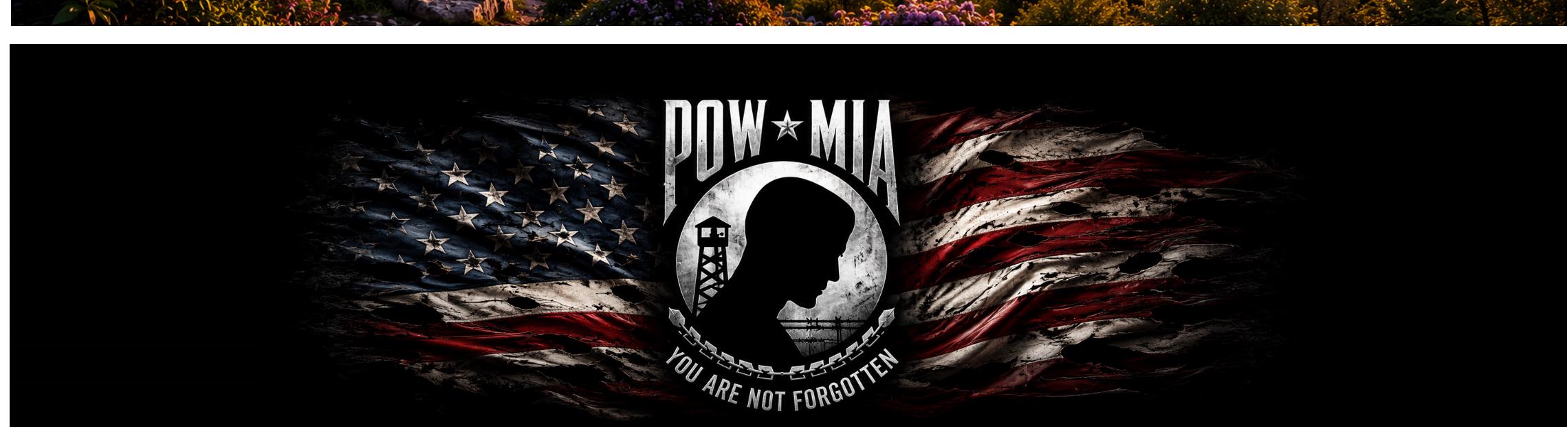 POW MIA Flag — Truck Rear Window Decal, 68 x 18.5 in Perforated Vinyl, See-Through Graphic, Fits Most Full-Size Pickups