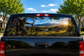 Bowhunter at First Light — Truck Rear Window Decal, 68 x 18.5 in Perforated Vinyl, See-Through Graphic, Fits Most Full-Size Pickups