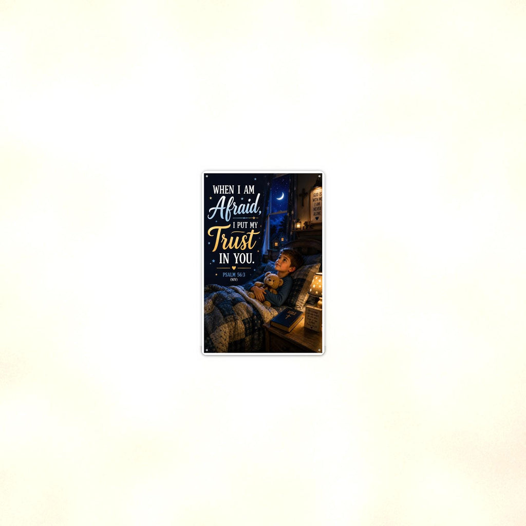 When I Am Afraid Boy Bedtime - Psalm 56:3, Christian Metal Sign 8x12 & 12x18 — Room display