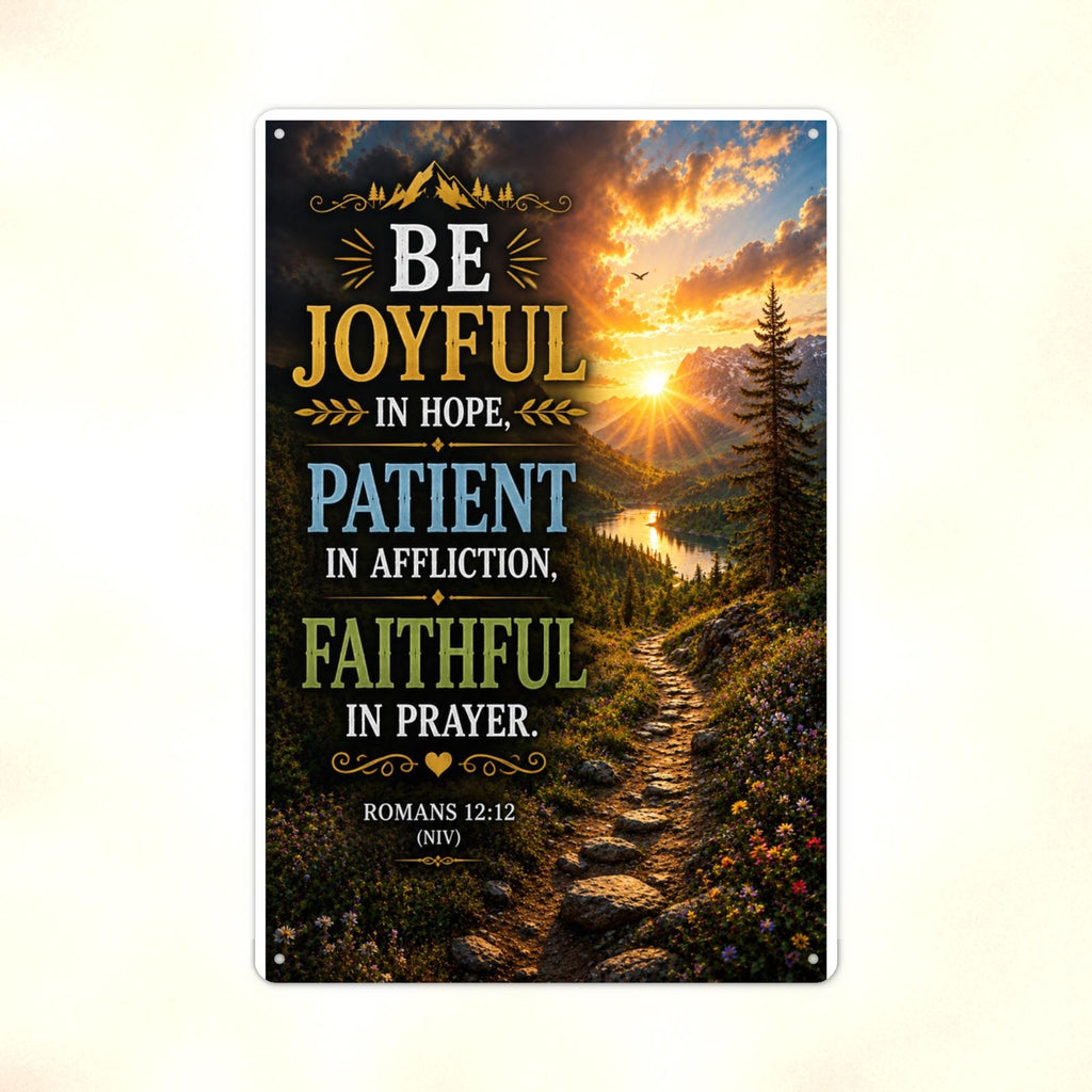 Be Joyful In Hope Patient In Affliction - Christian Metal Sign 8x12 & 12x18 — Print detail