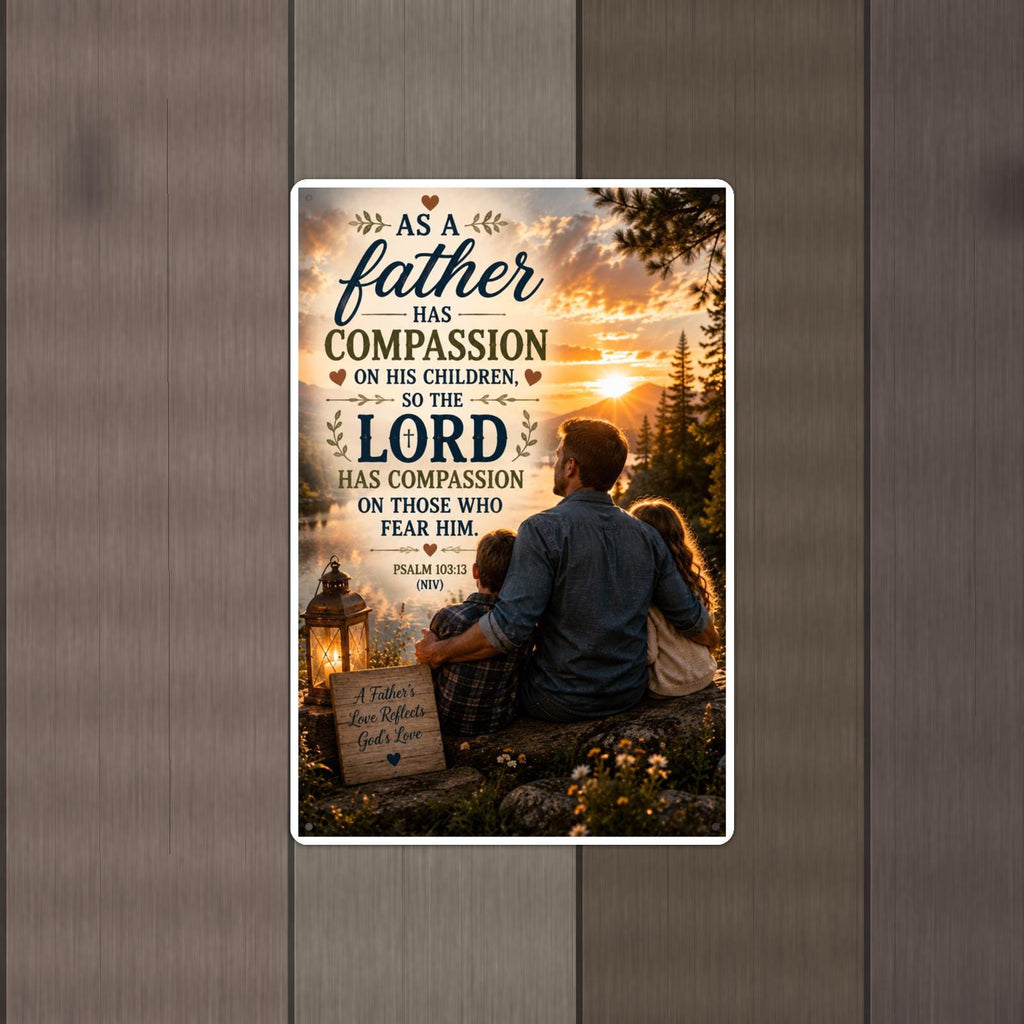 As A Father Has Compassion - Psalm 103:13, Christian Metal Sign 8x12 & 12x18 — Alternate wall view