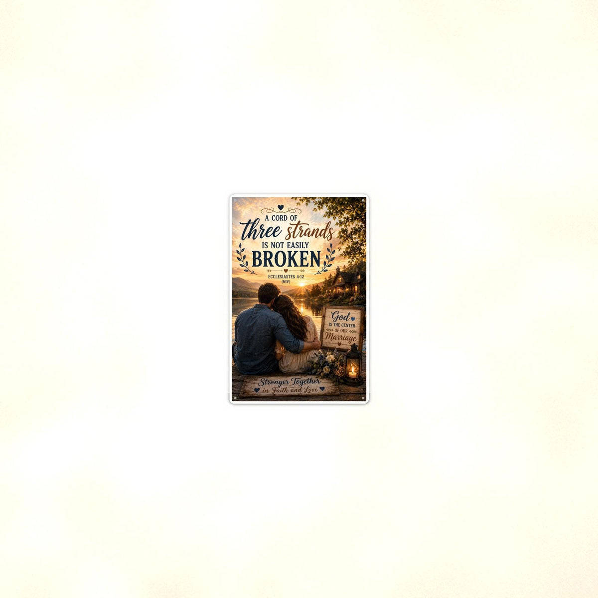 A Cord Of Three Strands - Ecclesiastes 4:12, Christian Metal Sign 8x12 & 12x18 — Room display
