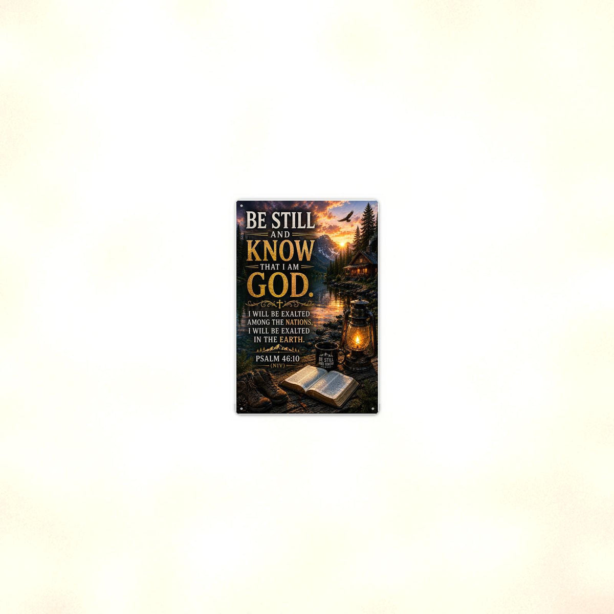 Be Still And Know Exalted Lakeside - Psalm 46:10, Christian Metal Sign 8x12 & 12x18 — Room display