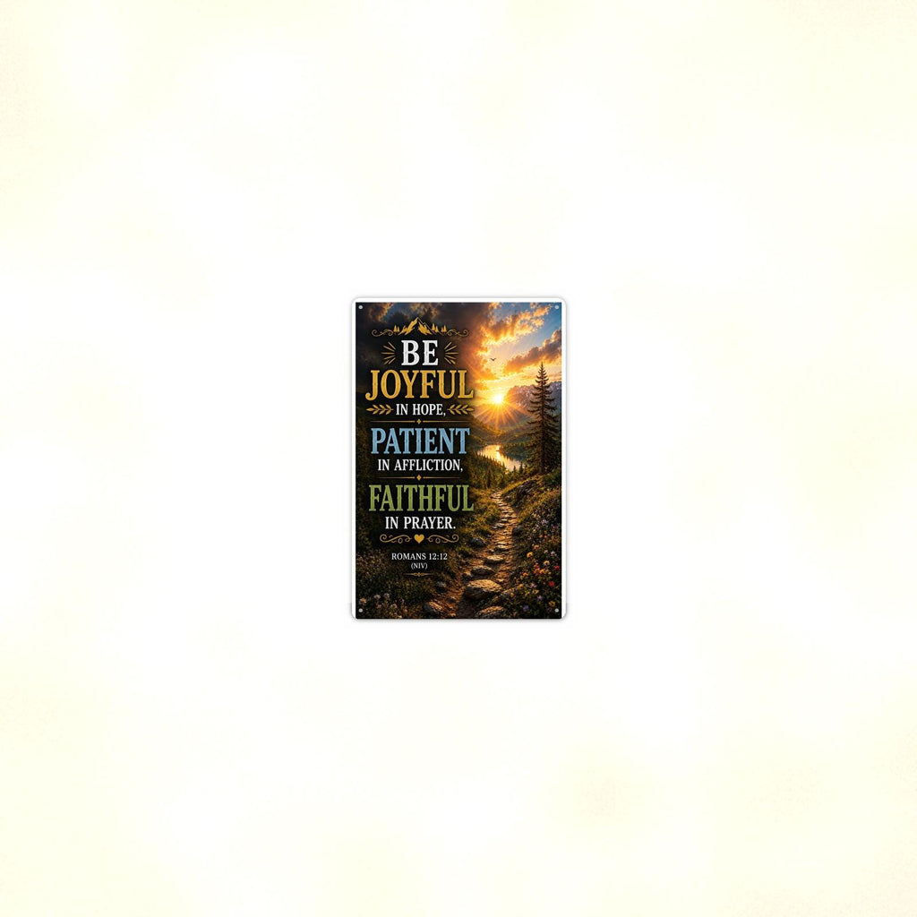 Be Joyful In Hope Patient In Affliction - Christian Metal Sign 8x12 & 12x18 — Room display