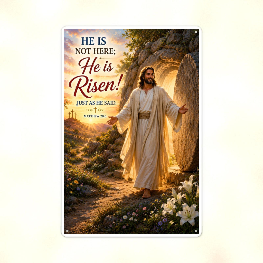 He Is Risen Just As Said - Matthew 28:6, Christian Metal Sign 8x12 & 12x18 — Print detail