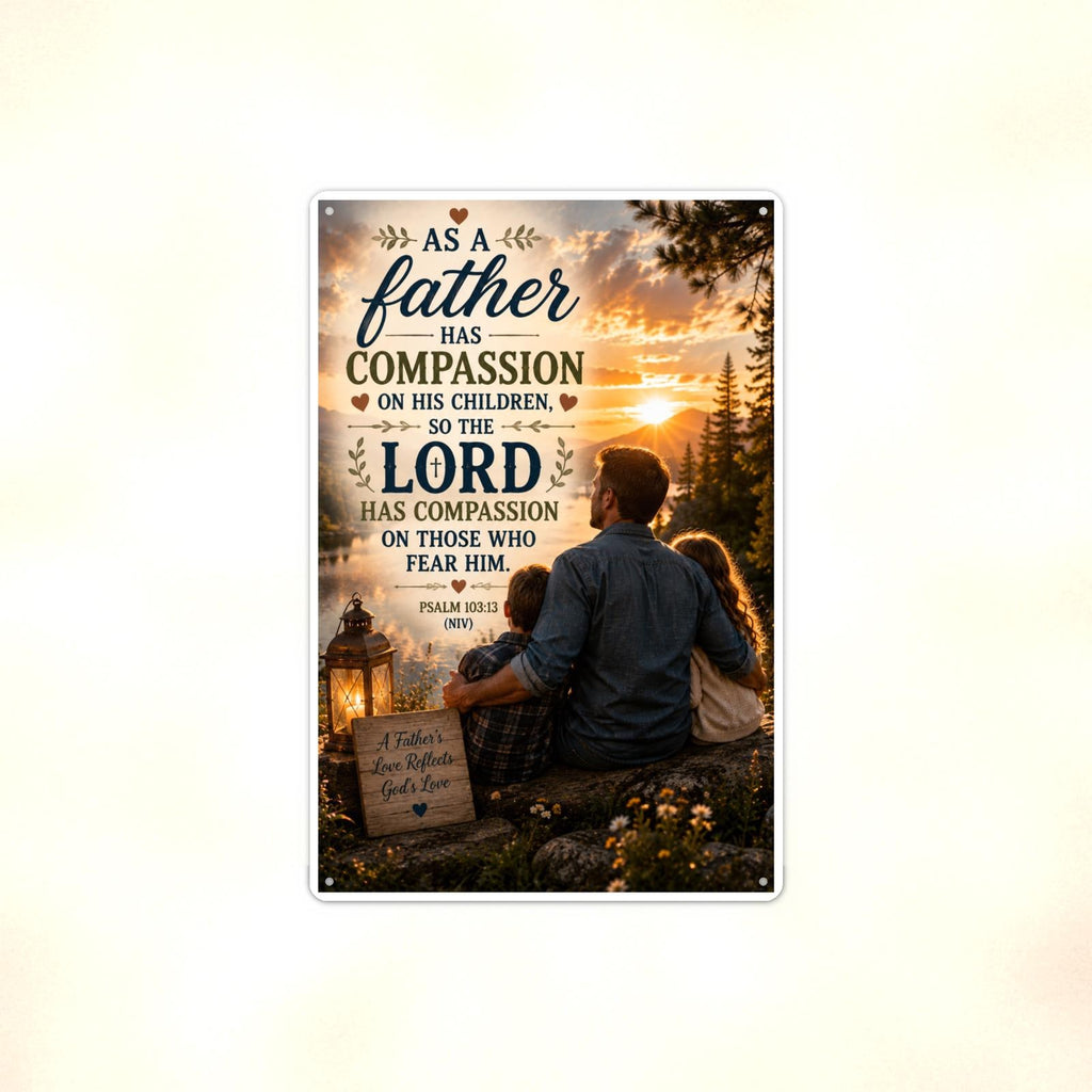 As A Father Has Compassion - Psalm 103:13, Christian Metal Sign 8x12 & 12x18 — Full product view