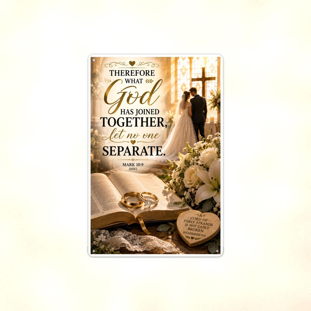 What God Has Joined Together - Mark 10:9, Christian Metal Sign 8x12 & 12x18 — Full product view