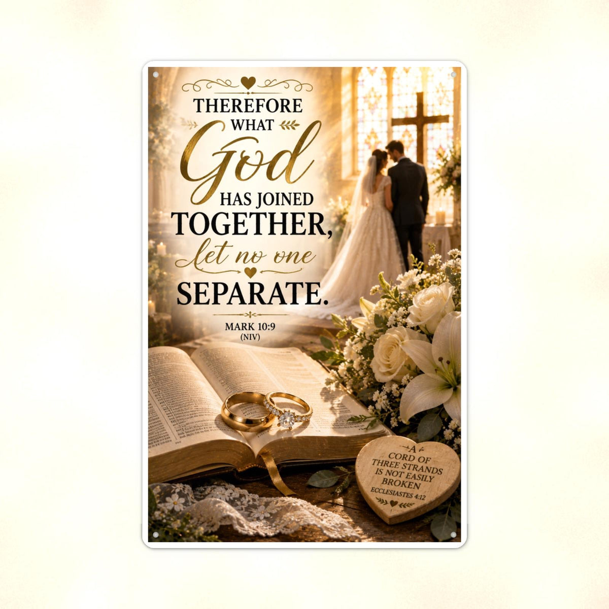 What God Has Joined Together - Mark 10:9, Christian Metal Sign 8x12 & 12x18 — Print detail