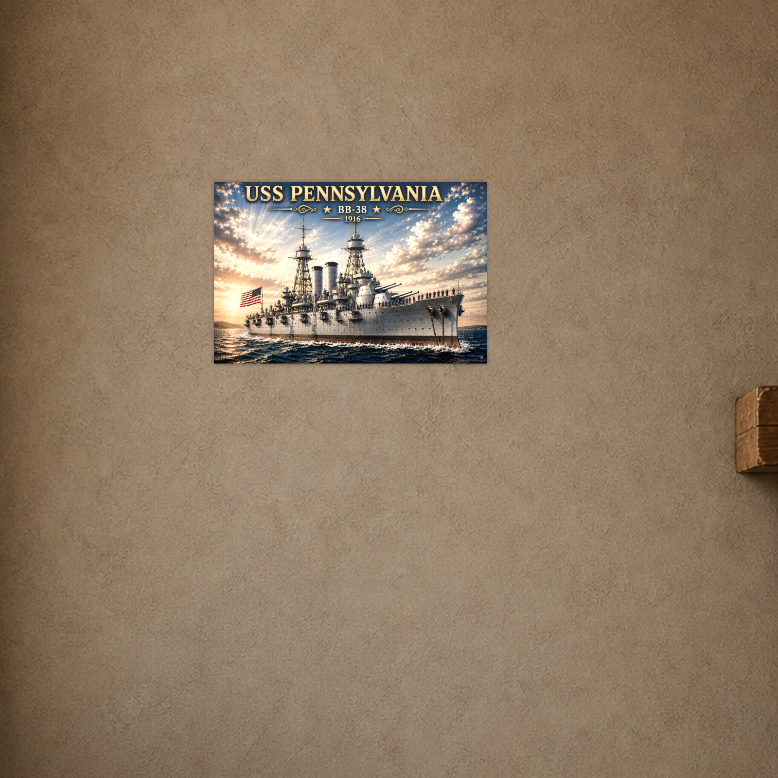 USS Pennsylvania Battleship Metal Wall Art, US Navy | 12x8 Aluminum | Veteran Gift, Military Decor
