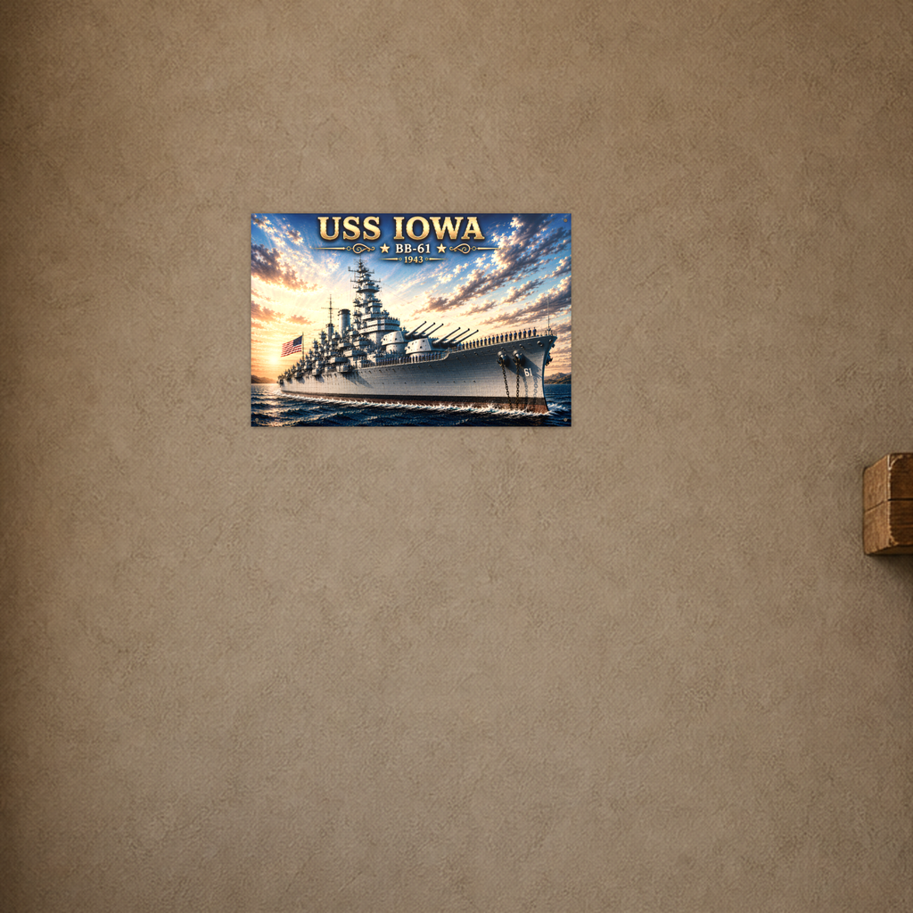 USS Iowa Battleship Metal Wall Art, US Navy | 12x8 Aluminum | Veteran Gift, Military Decor
