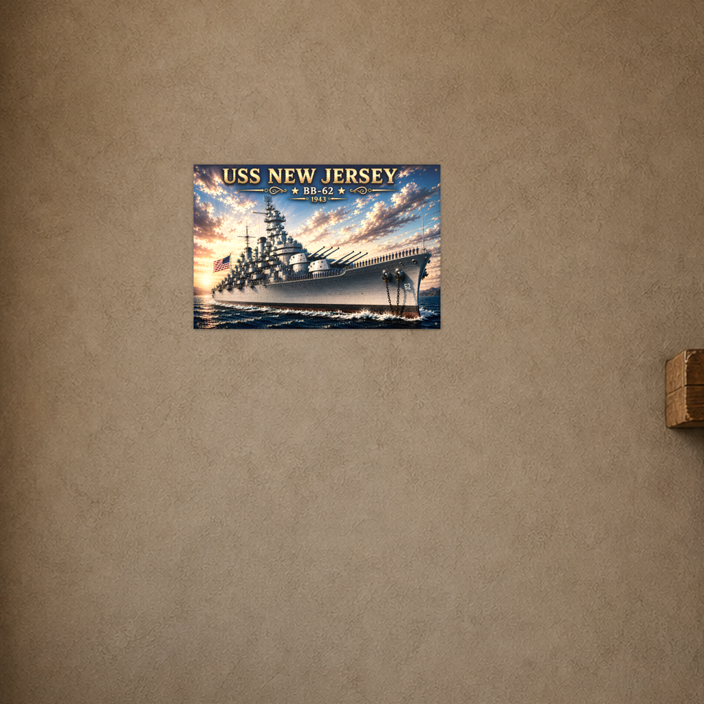 USS New Jersey Battleship Metal Wall Art, US Navy | 12x8 Aluminum | Veteran Gift, Military Decor